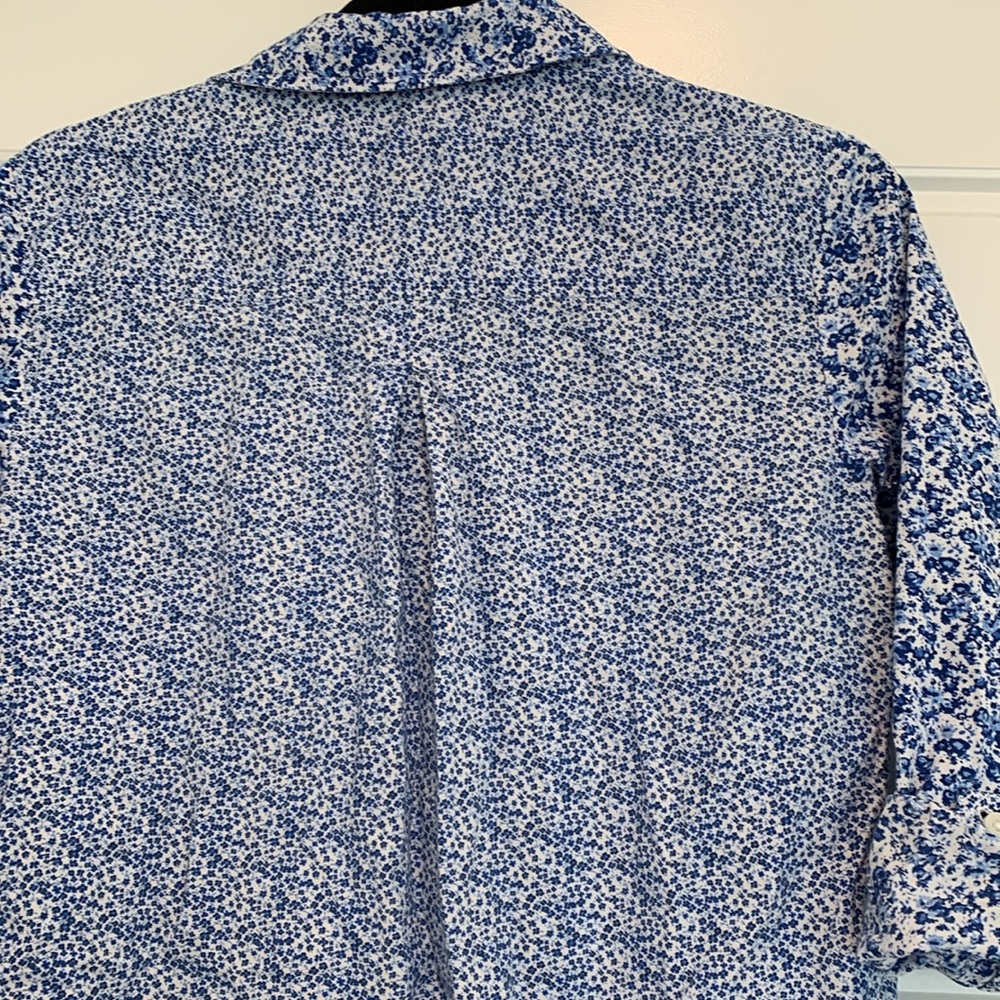 Tommy Hilfiger Blue Floral Quarter-Zip Blouse - Picture 6 of 6